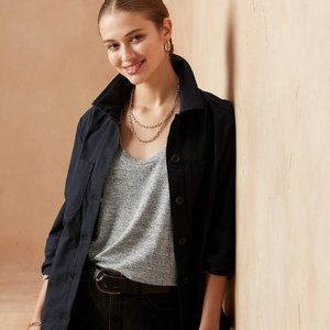 Banana Republic LUXESPUN Long Sleeve T-SHIRT Gray Rayon Polyester : Gray Marl